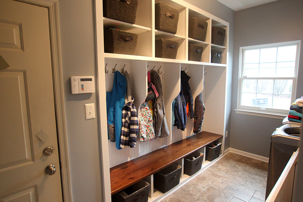 custom woodworking entry storage